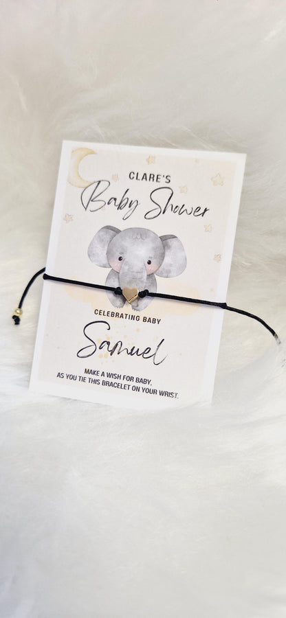 Baby Shower I Elephant I Gender Neutral I  Personalised Baby Shower Wish Bracelet, Mummy to Be I  Charm String Bracelet I E98