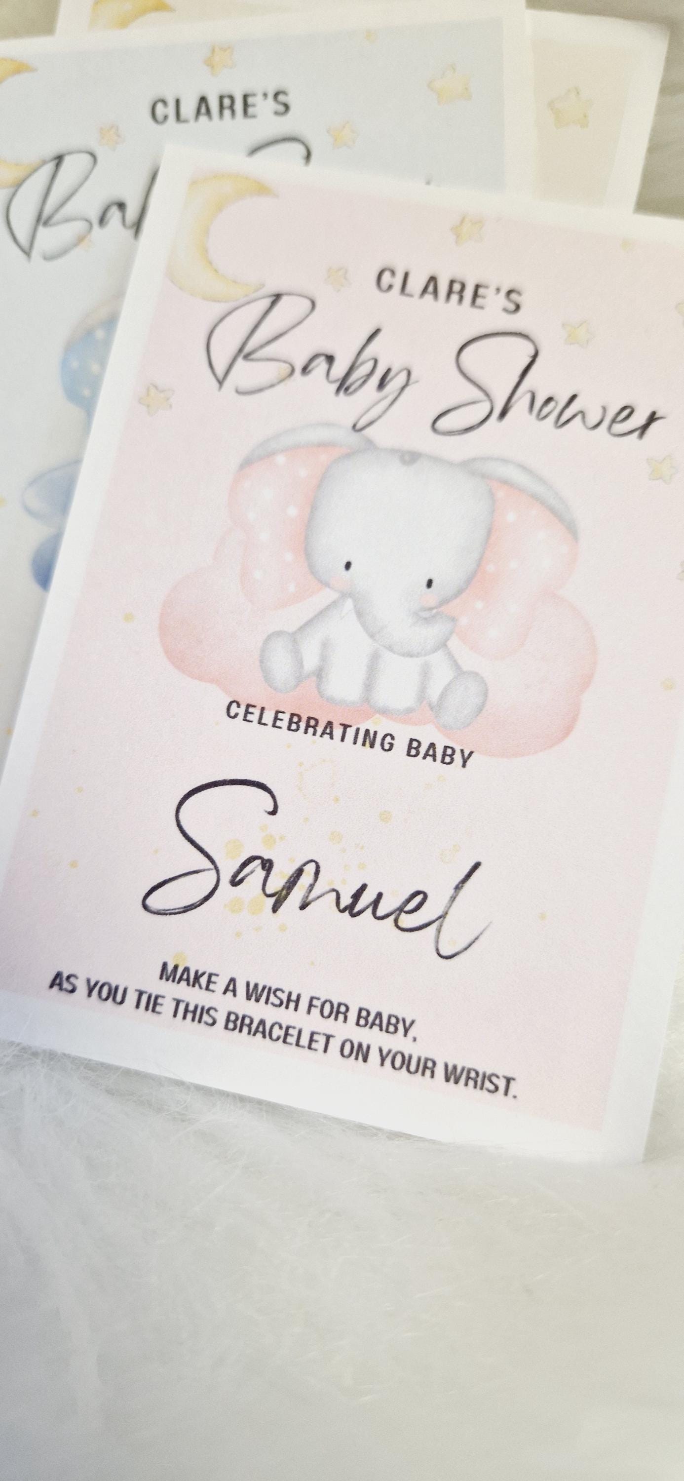 Baby Shower I Elephant I Gender Neutral I  Personalised Baby Shower Wish Bracelet, Mummy to Be I  Charm String Bracelet I E98