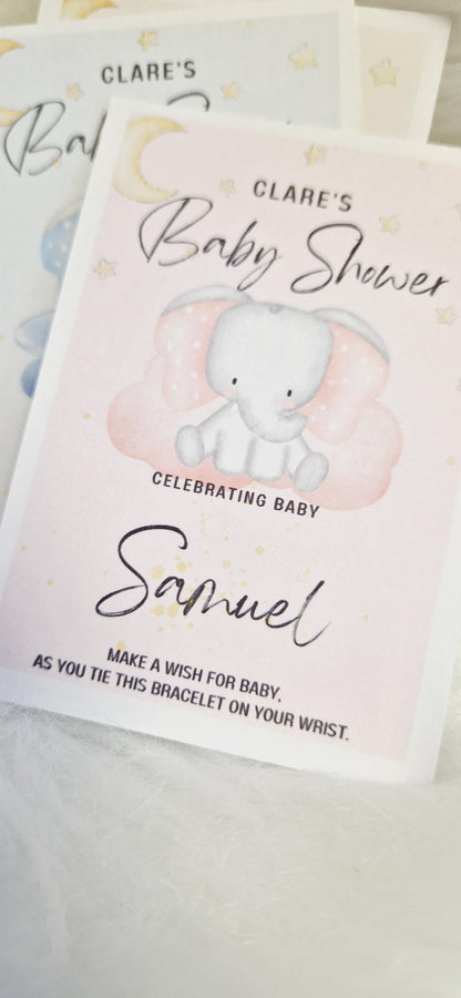 Baby Shower I Elephant I Gender Neutral I  Personalised Baby Shower Wish Bracelet, Mummy to Be I  Charm String Bracelet I E98