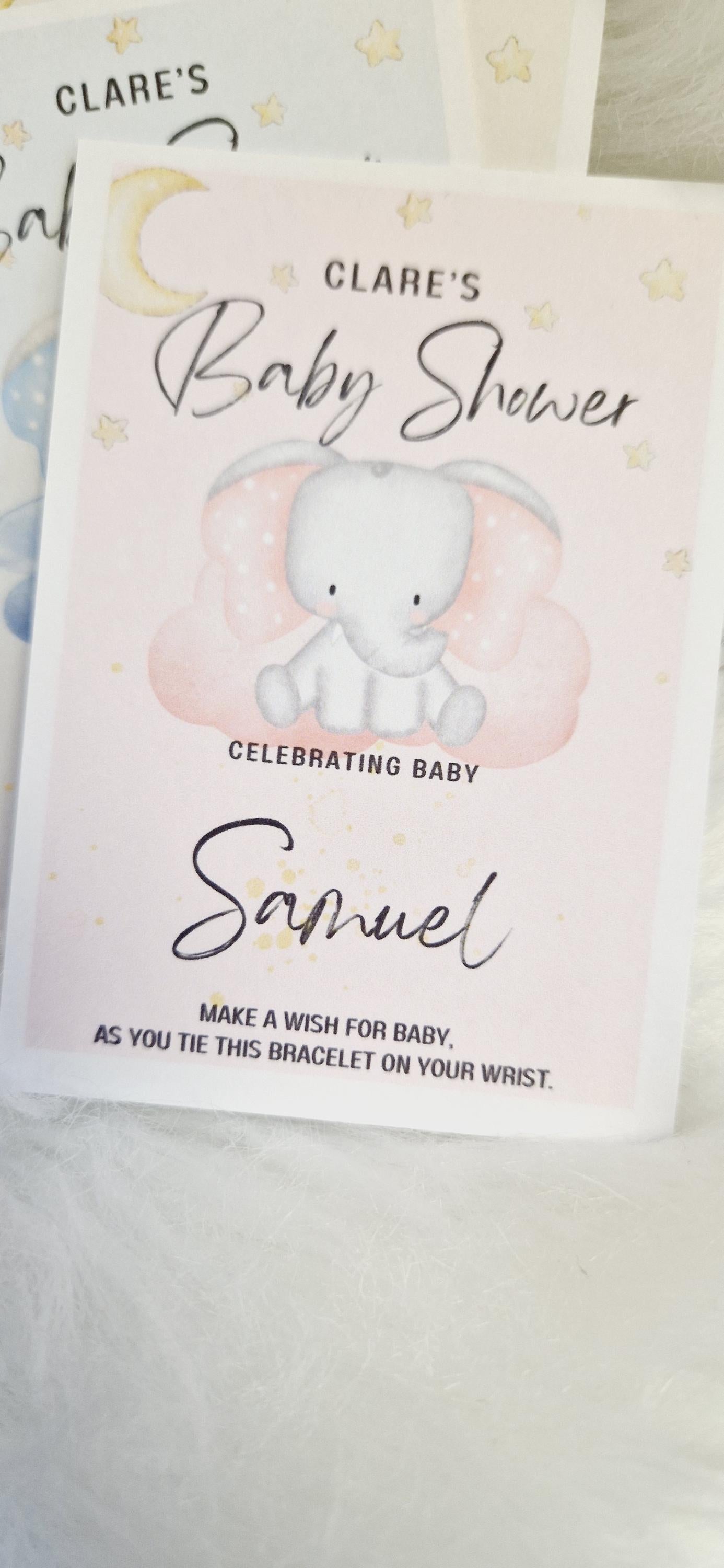 Baby Shower I Elephant I Gender Neutral I  Personalised Baby Shower Wish Bracelet, Mummy to Be I  Charm String Bracelet I E98