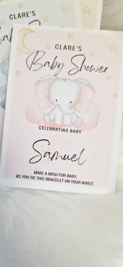 Baby Shower I Elephant I Gender Neutral I  Personalised Baby Shower Wish Bracelet, Mummy to Be I  Charm String Bracelet I E98