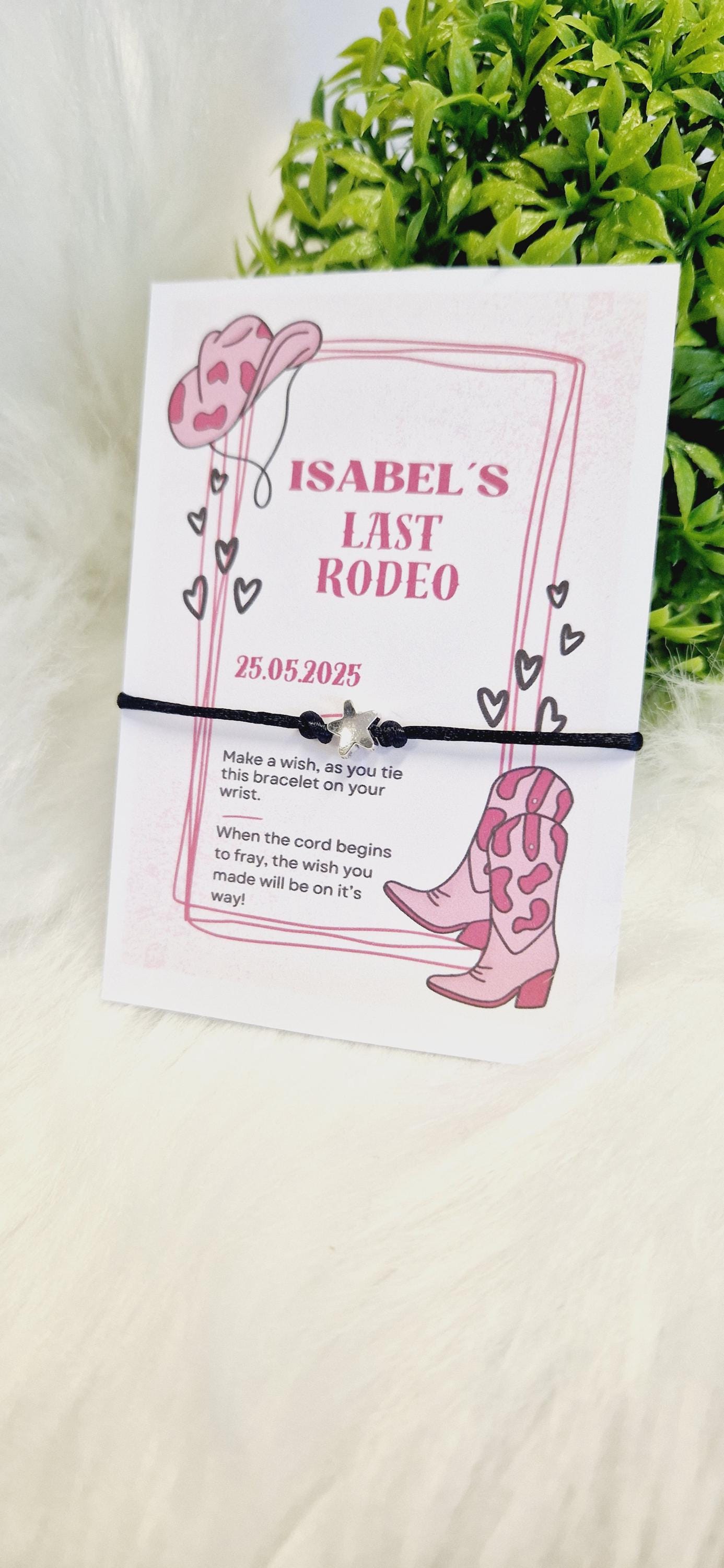 Last Rodeo Hen Party Wish Bracelet: Western Bridal Shower Favour Cowgirl