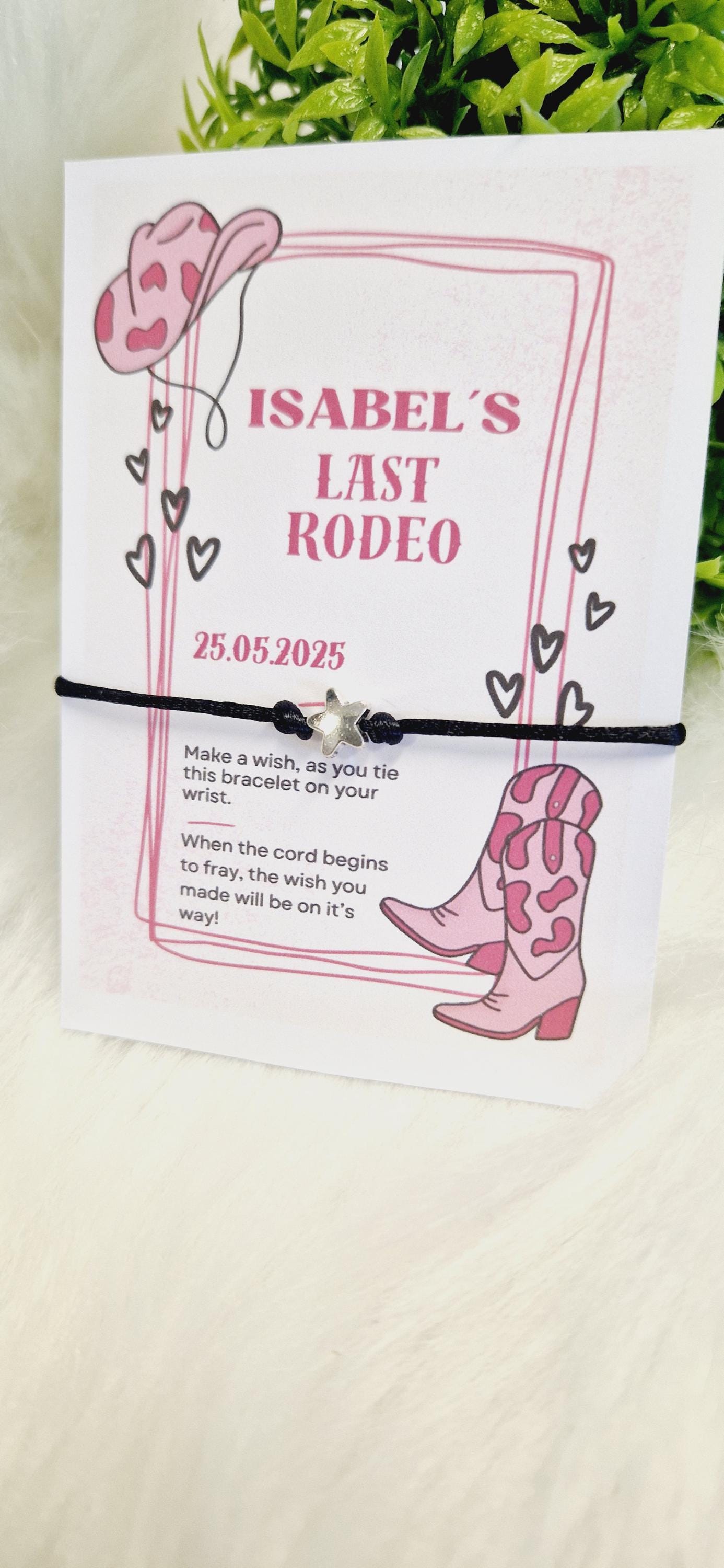 Last Rodeo Hen Party Wish Bracelet: Western Bridal Shower Favour Cowgirl