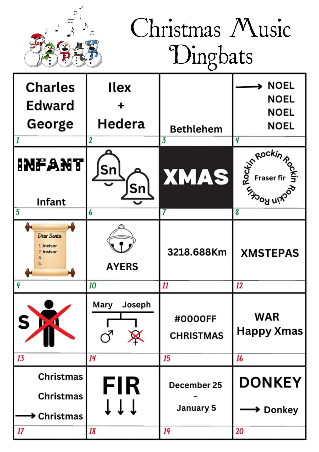 Christmas Dingbats Game I table Game I Party Game I Digital Download I Christmas Party Games, Christmas Day GamesI Printable I