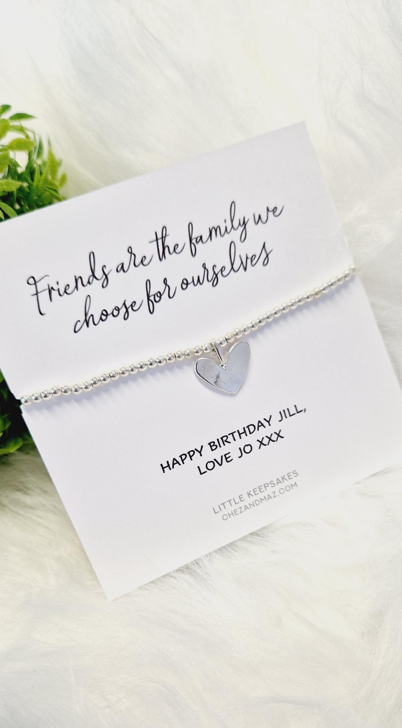 Silver Plated Heart Charm Bracelet: Friendship Gift - Friends are the family we choose for ourselves
