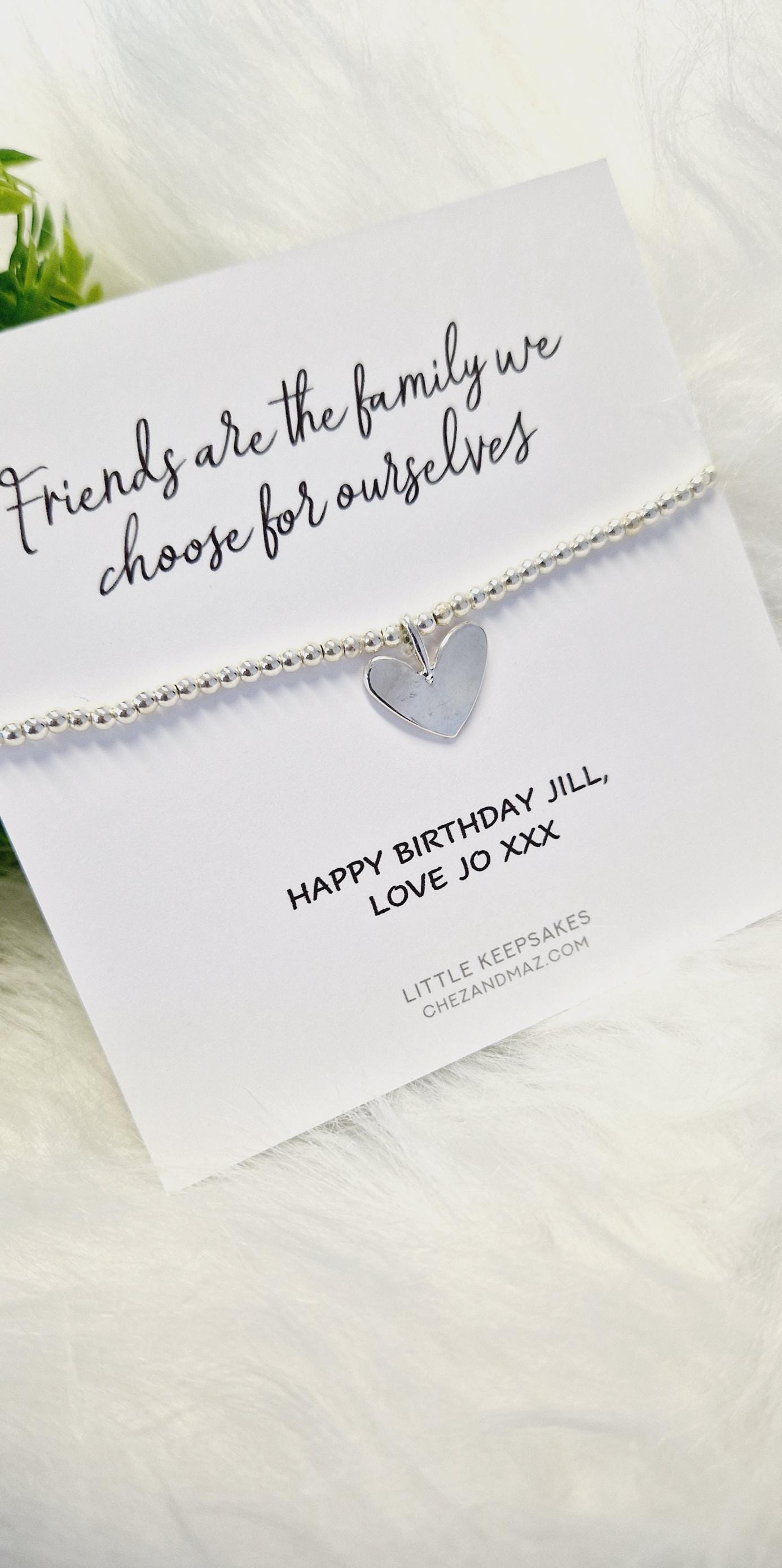 Silver Plated Heart Charm Bracelet: Friendship Gift - Friends are the family we choose for ourselves