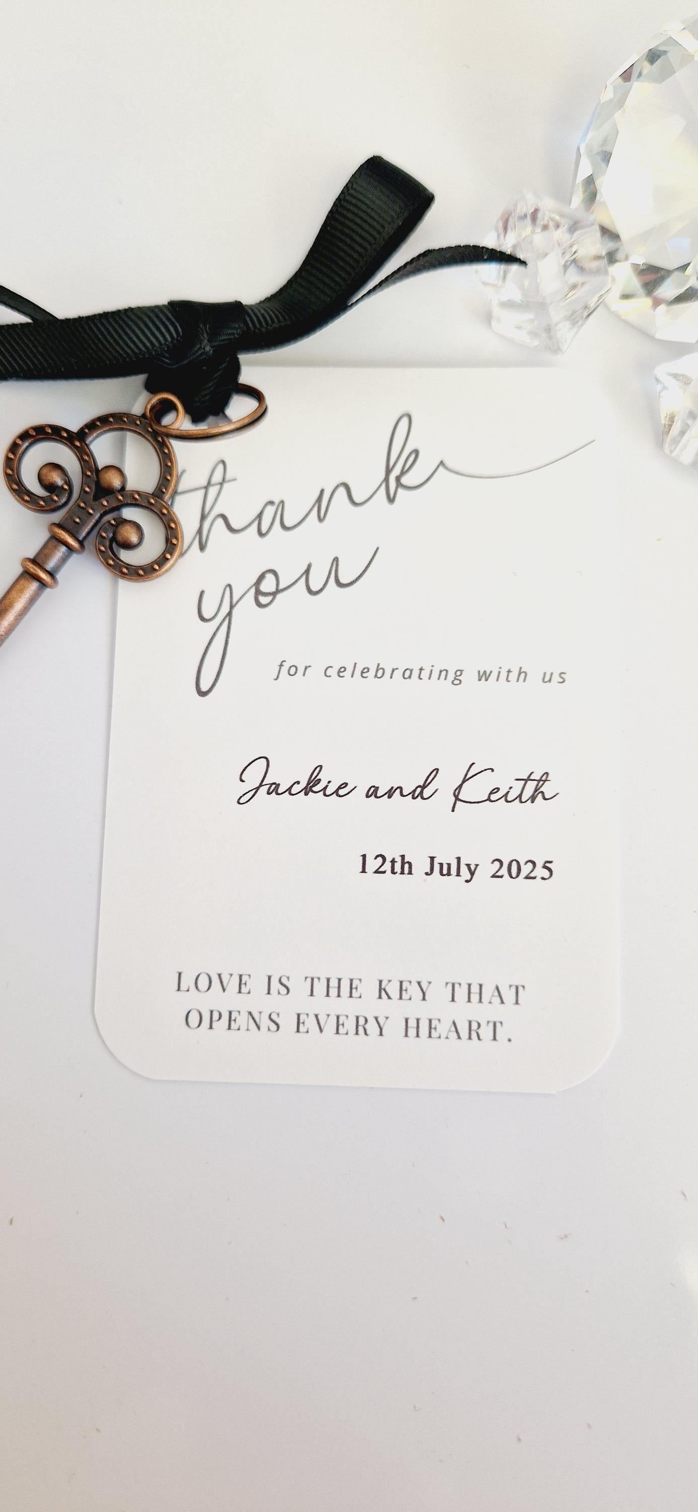 Personalised Wedding Favour Guest Gift I Thank you Wedding favours I  Key Bottle Opener I Gift Tag and Ribbon