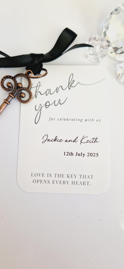 Personalised Wedding Favour Guest Gift I Thank you Wedding favours I  Key Bottle Opener I Gift Tag and Ribbon