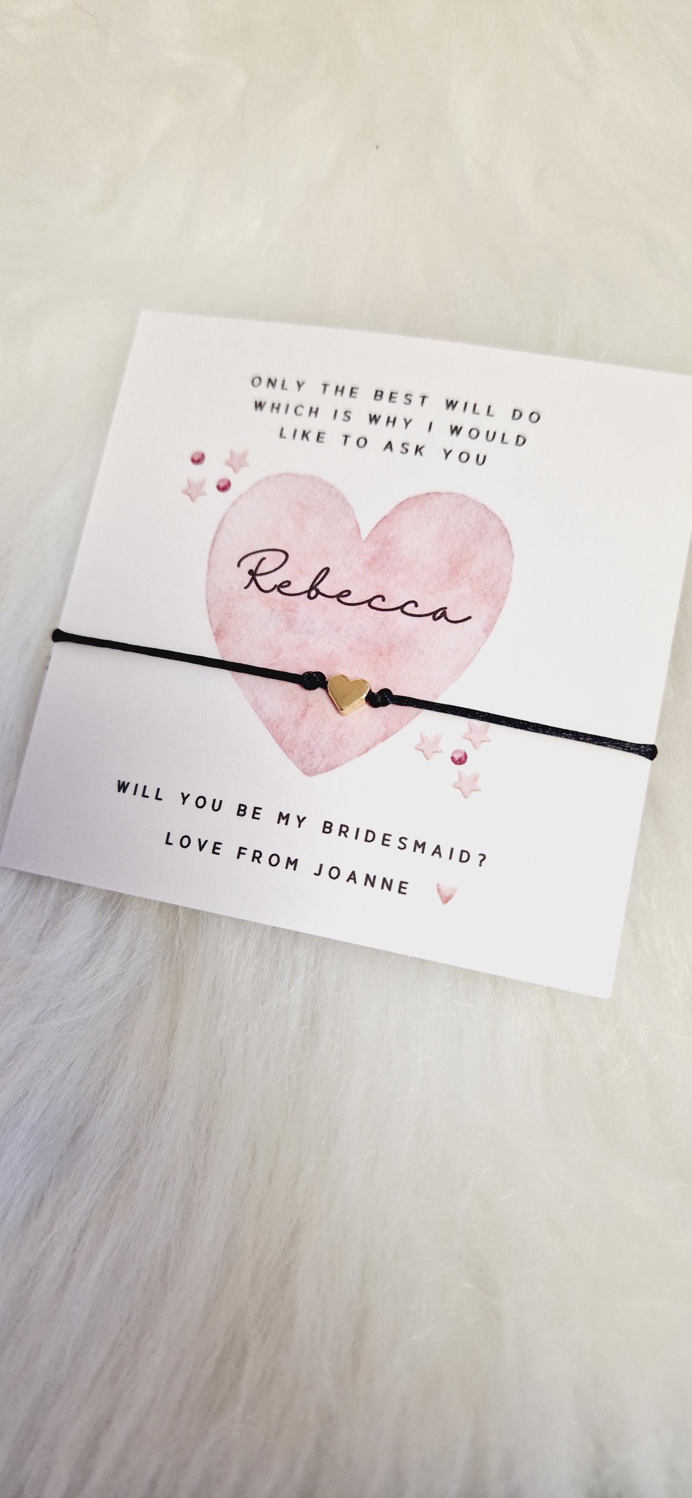 Personalised Bridesmaid Proposal Wish Bracelet: Flower Girl, Maid of Honour Gift