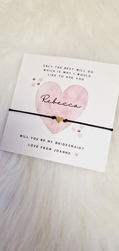 Personalised Bridesmaid Proposal Wish Bracelet: Flower Girl, Maid of Honour Gift
