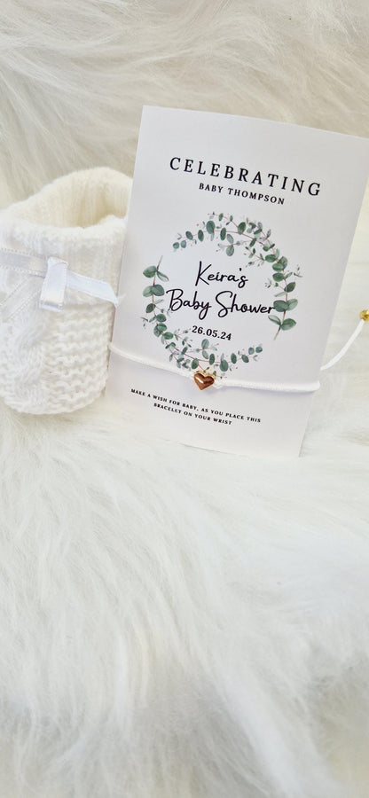 Eucalyptus- Personalised Baby Shower Wish Bracelet I Favour I Mummy to Be I Charm String Bracelet I thank you I Personalised Gift - EU88