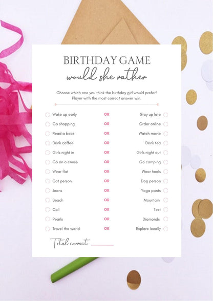 Birthday Games for Her | 6 Game Bundle (Digital Download)
