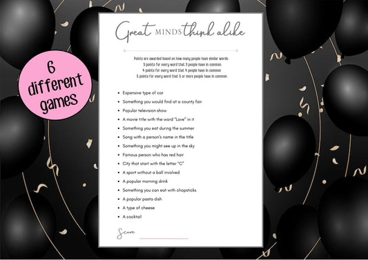 Birthday Games for Her | 6 Game Bundle (Digital Download)