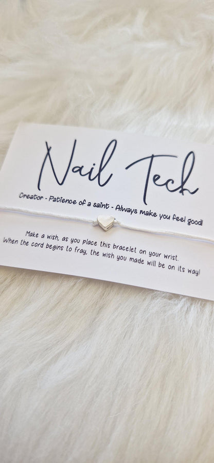 Nail Tech, Wish Bracelet, Wish String, Special Gift, Charm String, Sentiment Card, Nail Tech Gift, Gift For Nail Tech, Professional Gift,