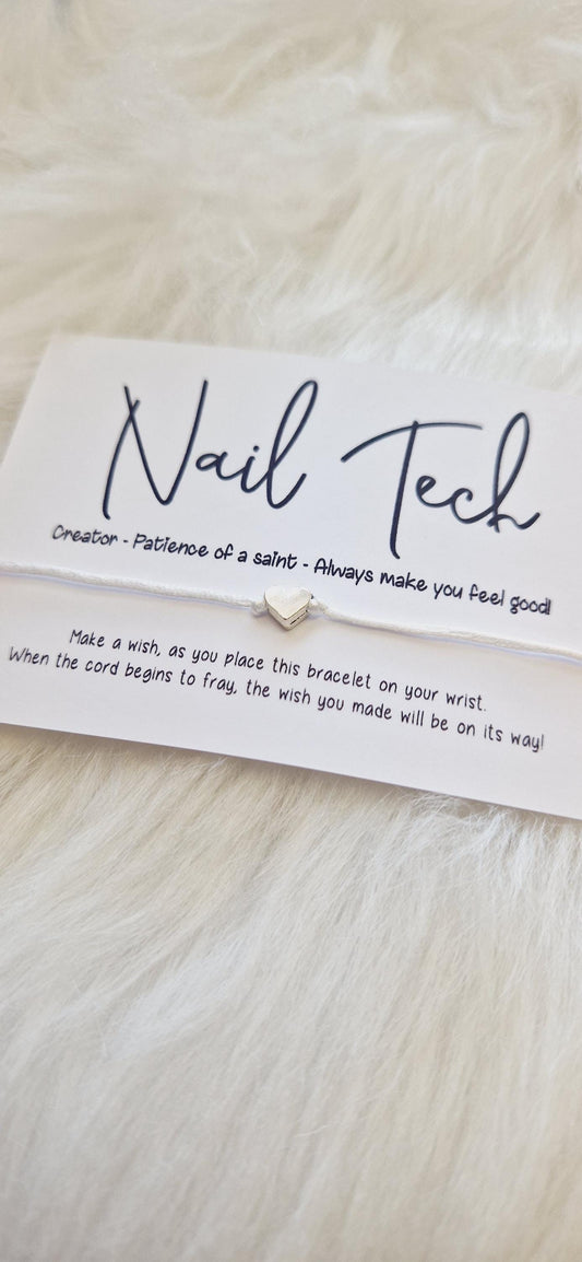 Nail Tech, Wish Bracelet, Wish String, Special Gift, Charm String, Sentiment Card, Nail Tech Gift, Gift For Nail Tech, Professional Gift,
