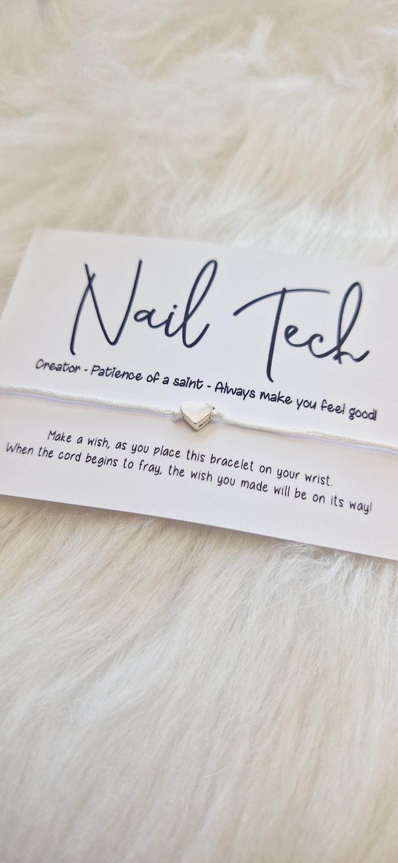 Nail Tech, Wish Bracelet, Wish String, Special Gift, Charm String, Sentiment Card, Nail Tech Gift, Gift For Nail Tech, Professional Gift,