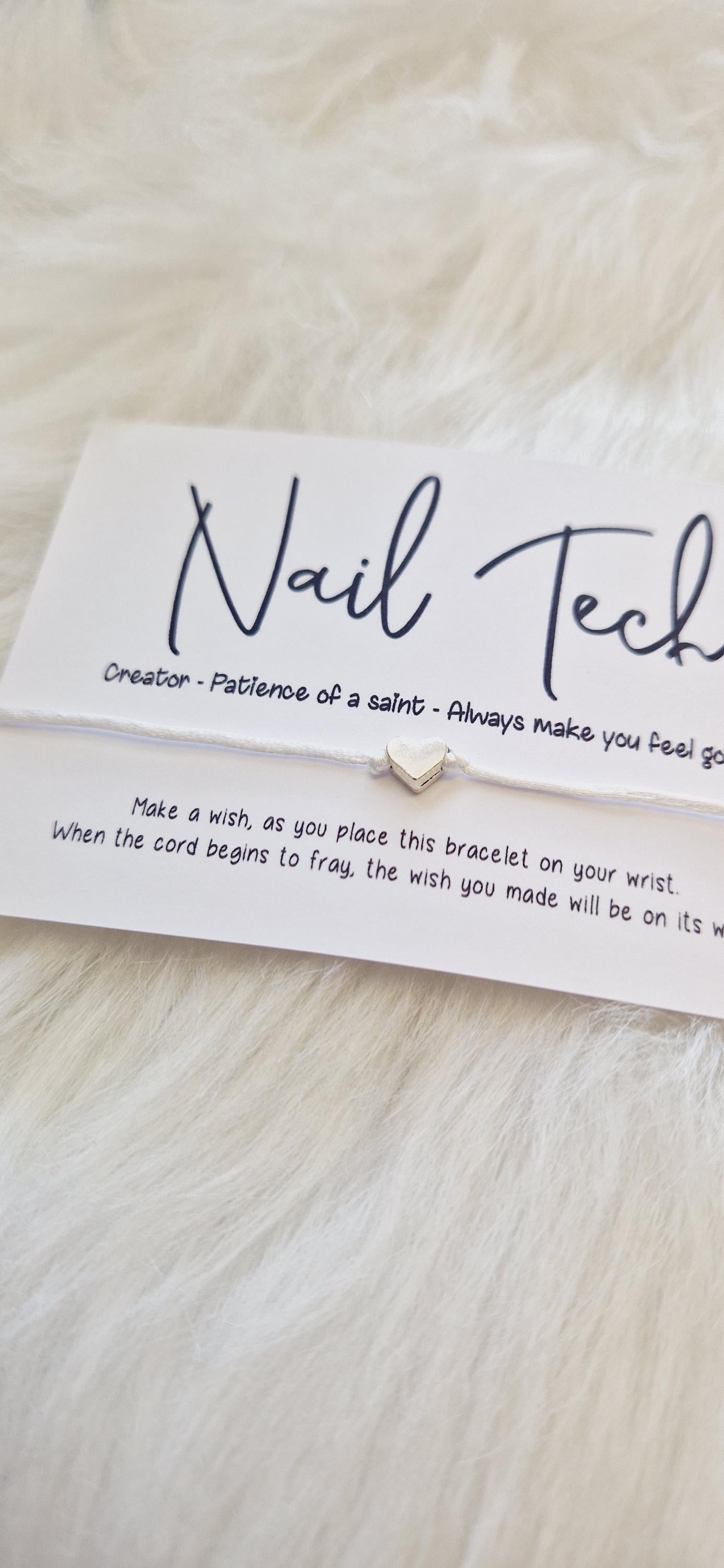 Nail Tech, Wish Bracelet, Wish String, Special Gift, Charm String, Sentiment Card, Nail Tech Gift, Gift For Nail Tech, Professional Gift,