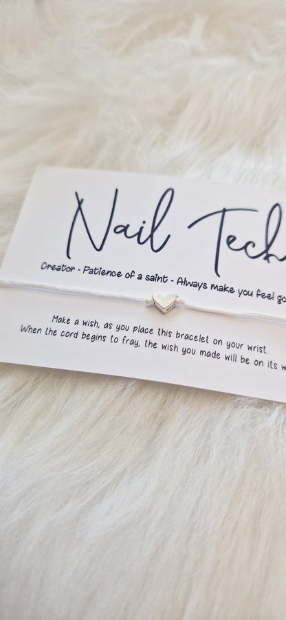 Nail Tech, Wish Bracelet, Wish String, Special Gift, Charm String, Sentiment Card, Nail Tech Gift, Gift For Nail Tech, Professional Gift,