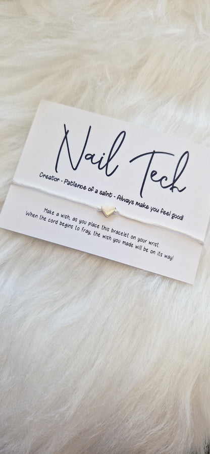 Nail Tech, Wish Bracelet, Wish String, Special Gift, Charm String, Sentiment Card, Nail Tech Gift, Gift For Nail Tech, Professional Gift,