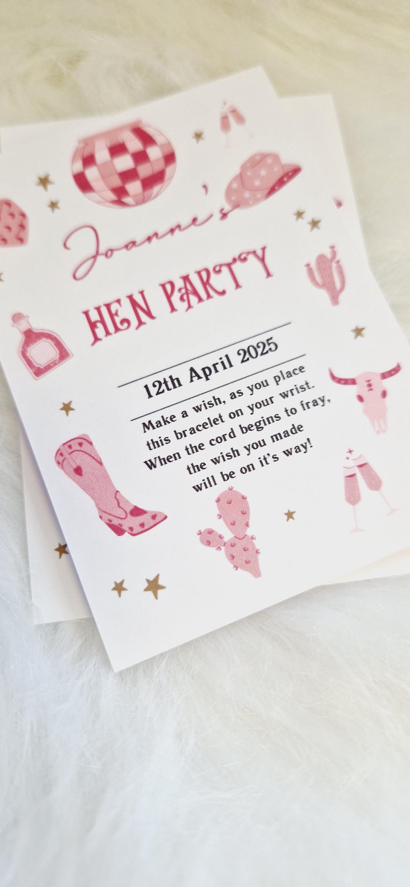 Personalised Last Rodeo Wish Bracelet: Hen Party, Birthday Favour, Cowgirl