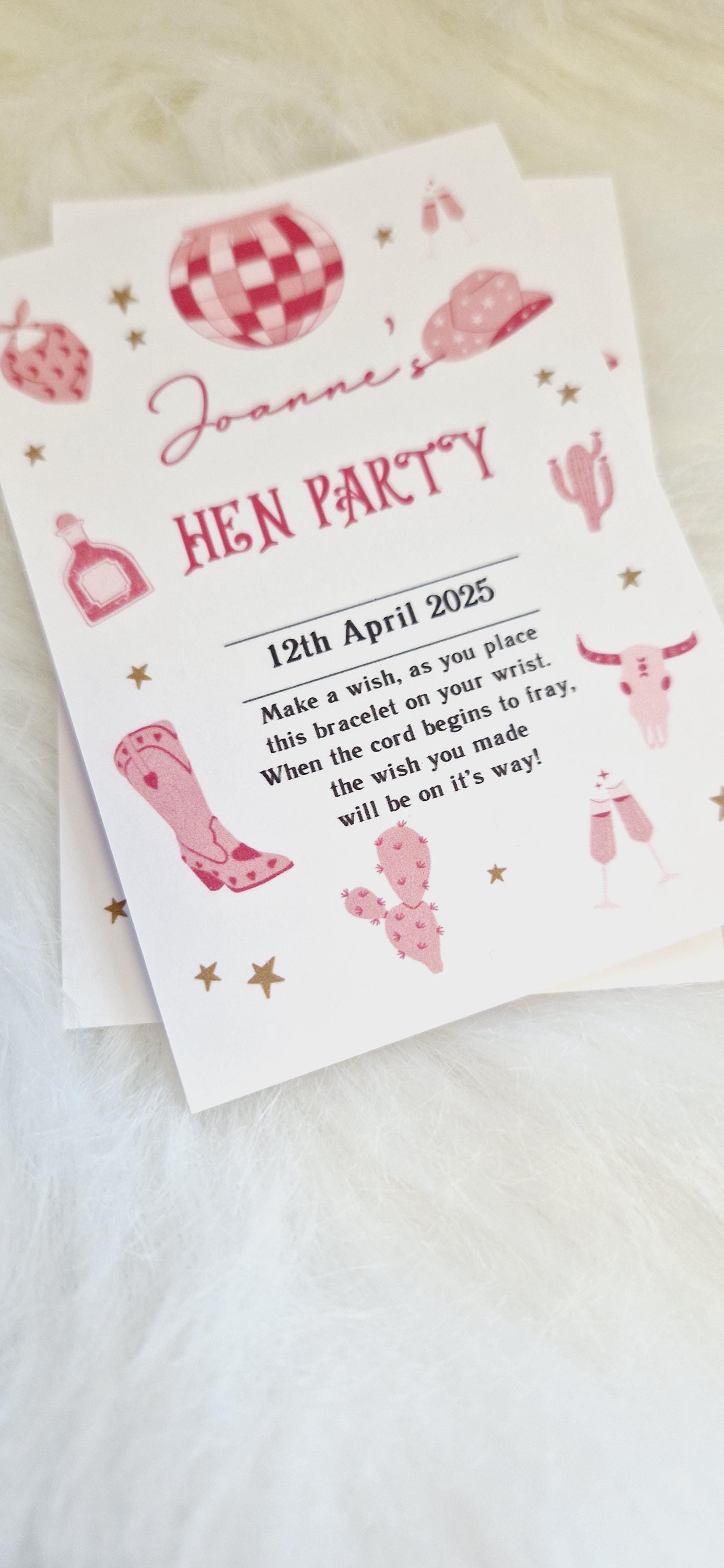 Personalised Last Rodeo Wish Bracelet: Hen Party, Birthday Favour, Cowgirl