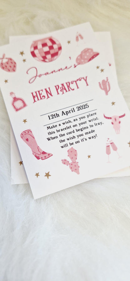 Personalised Last Rodeo Wish Bracelet: Hen Party, Birthday Favour, Cowgirl
