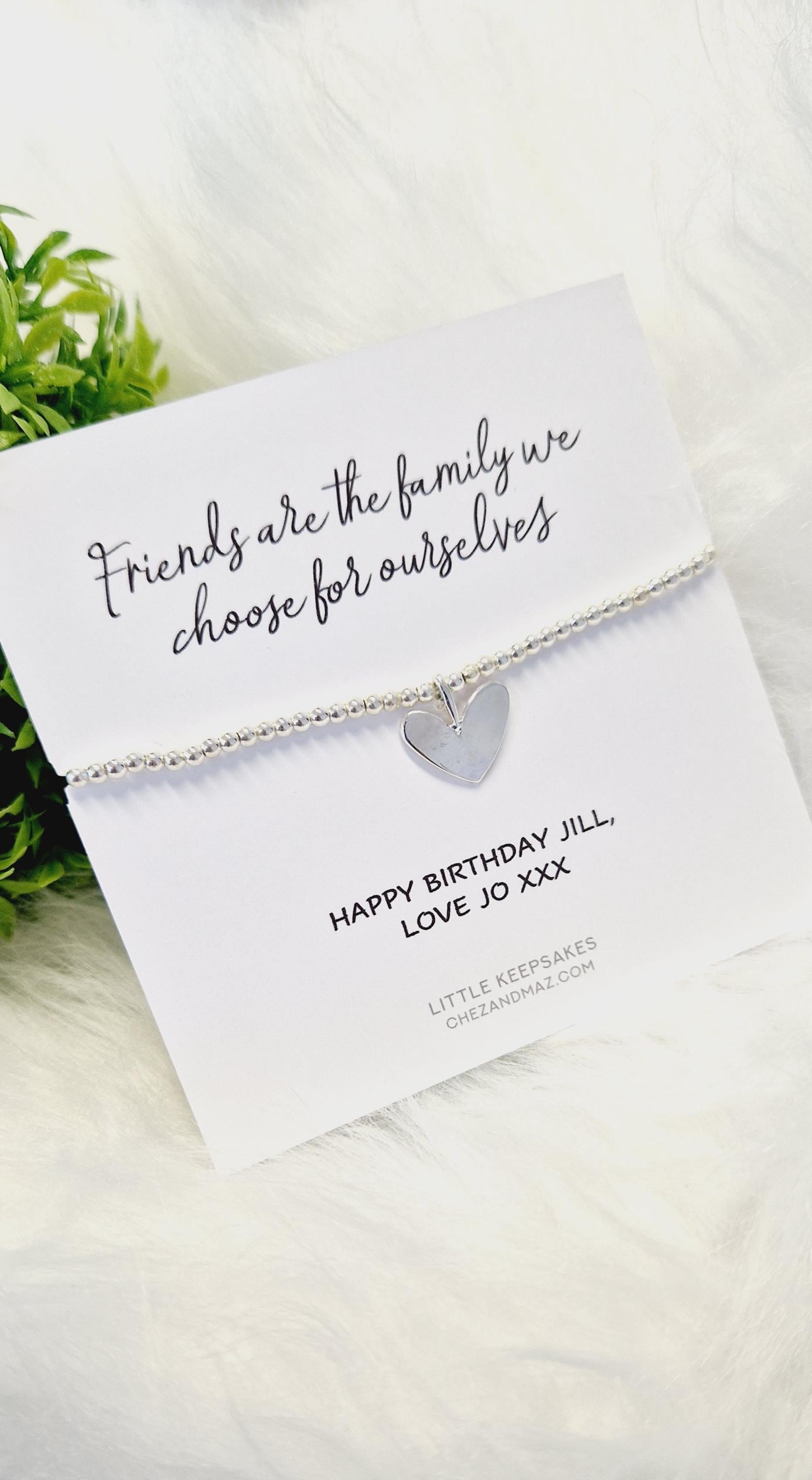 Silver Plated Heart Charm Bracelet: Friendship Gift - Friends are the family we choose for ourselves