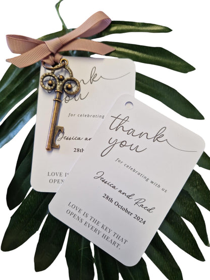 Personalised Wedding Favour Guest Gift I Thank you Wedding favours I  Key Bottle Opener I Gift Tag and Ribbon