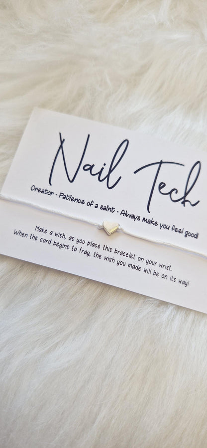 Nail Tech, Wish Bracelet, Wish String, Special Gift, Charm String, Sentiment Card, Nail Tech Gift, Gift For Nail Tech, Professional Gift,