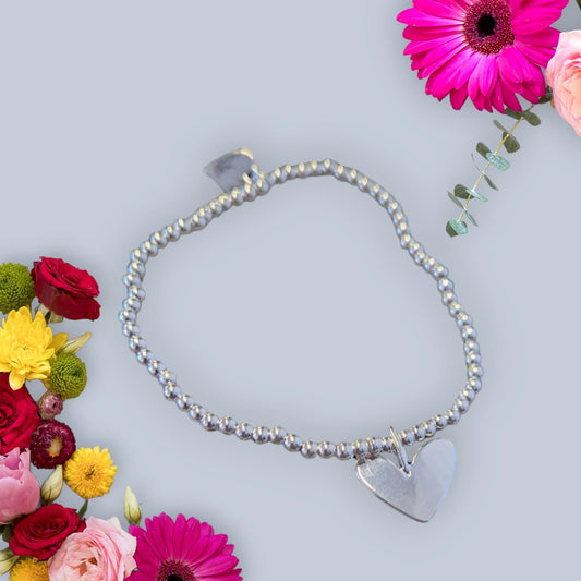 Nail Technician Gift: Silver Plated Charm Bracelet with Heart - Christmas - Birthday