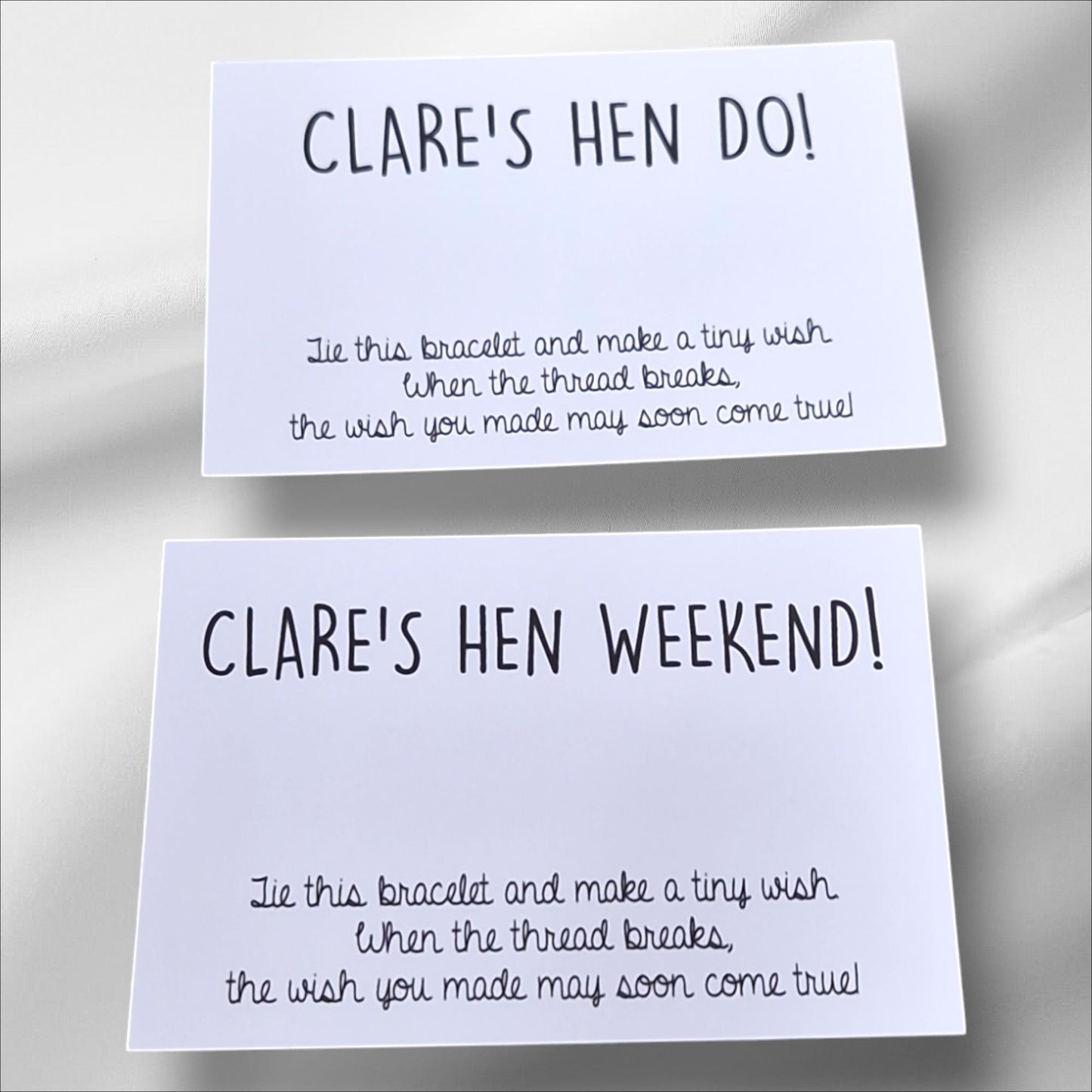Pack of 10 Hen Party Wish Bracelets - Personalised  - Goodie Bag Filler - Hen Weekend, Hen Do, Girls Weekend - Bride to Be - cm501
