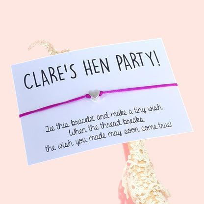Pack of 10 Hen Party Wish Bracelets - Personalised  - Goodie Bag Filler - Hen Weekend, Hen Do, Girls Weekend - Bride to Be - cm501