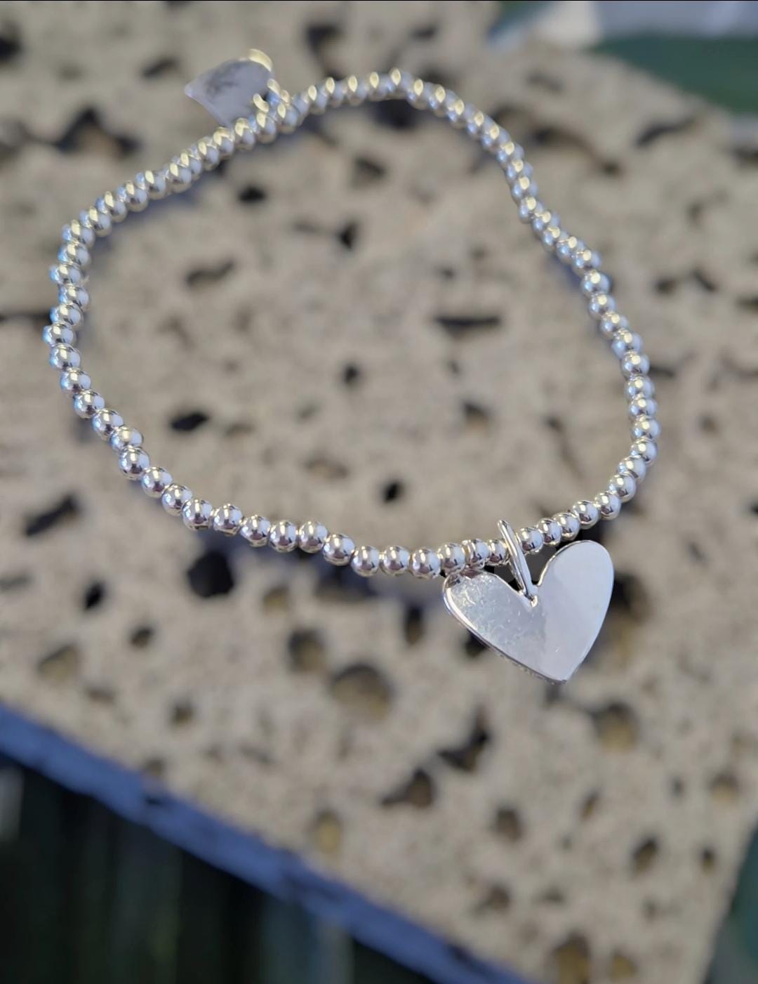 Rudolph Design, Personalised  Christmas Bracelet: Silver Plated Heart Charm,  Bead