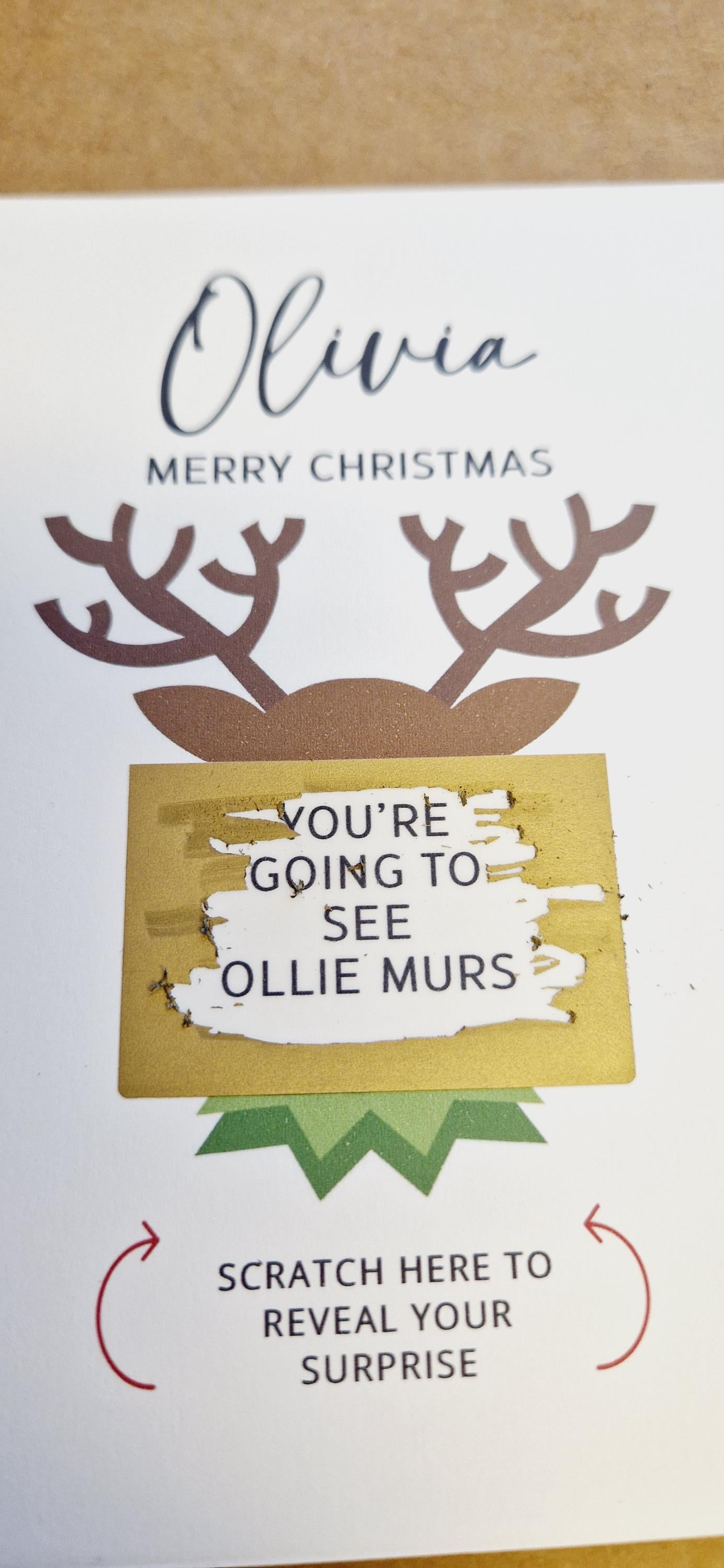 Personalised Christmas Scratch Card: Reindeer Surprise Gift Reveal