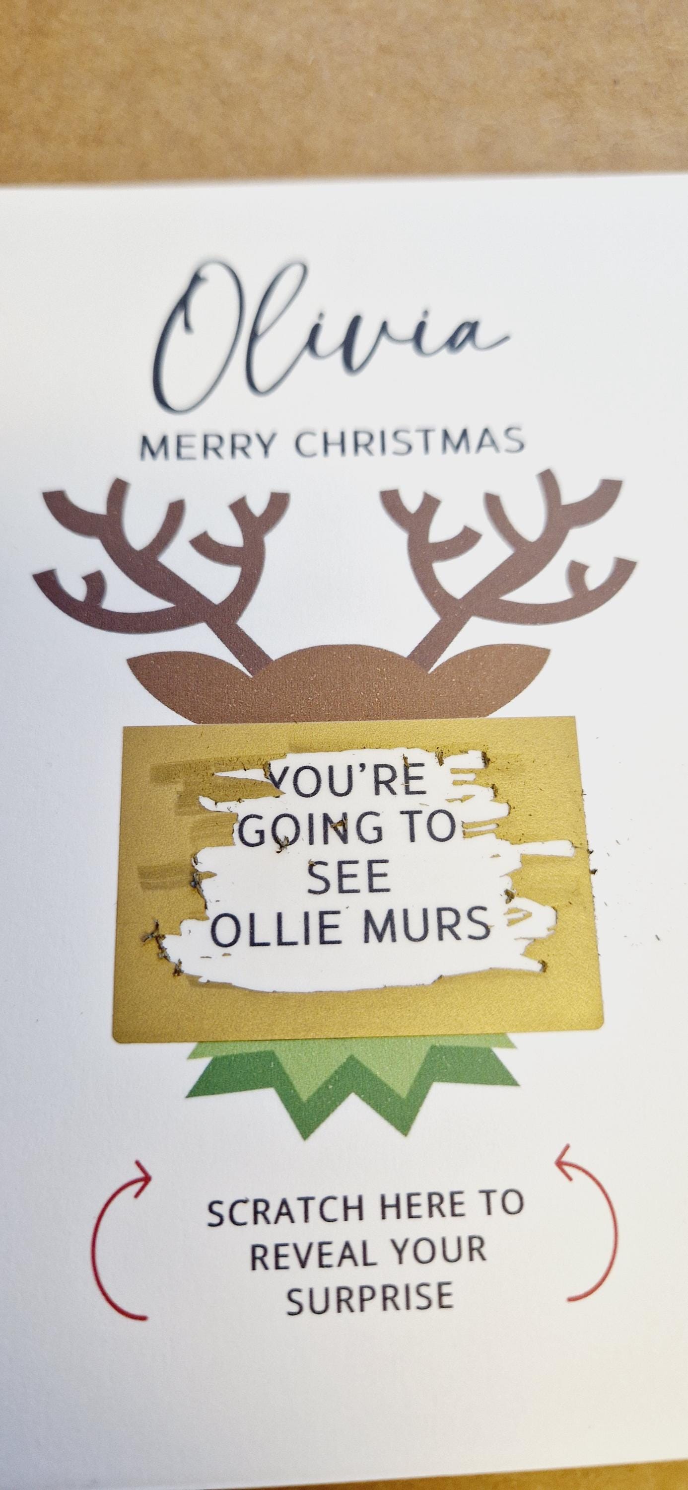 Personalised Christmas Scratch Card: Reindeer Surprise Gift Reveal