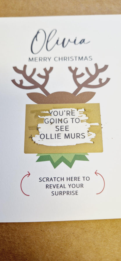 Personalised Christmas Scratch Card: Reindeer Surprise Gift Reveal