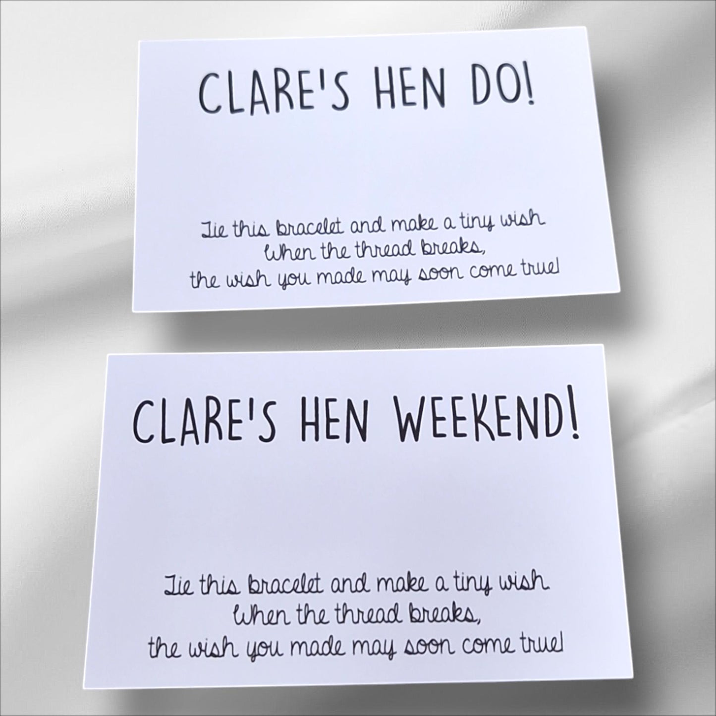 Pack of 10 Hen Party Wish Bracelets - Personalised  - Goodie Bag Filler - Hen Weekend, Hen Do, Girls Weekend - Bride to Be - cm501