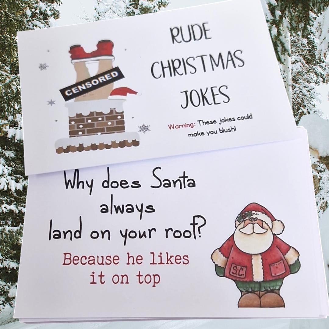RUDE Christmas Jokes, Cracker I Stocking Fillers I Table Talkers I Table Decor I Advent Calendar Filler I Christmas Crackers Craft 18 cards