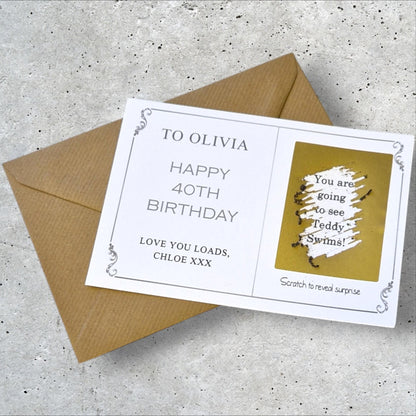 Personalised Birthday Scratch Reveal Card: Surprise Gift Ticket