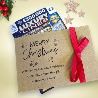 Christmas Lottery Ticket Holder Novelty: Festive Scratch Card Holder - Table Favour - Gift Card Holder - brown