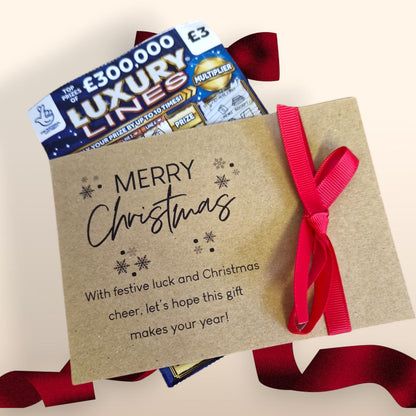 Christmas Lottery Ticket Holder Novelty: Festive Scratch Card Holder - Table Favour - Gift Card Holder - brown