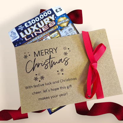 Christmas Lottery Ticket Holder Novelty: Festive Scratch Card Holder - Table Favour - Gift Card Holder - brown