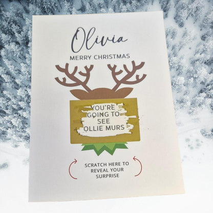 Personalised Christmas Scratch Card: Reindeer Surprise Gift Reveal