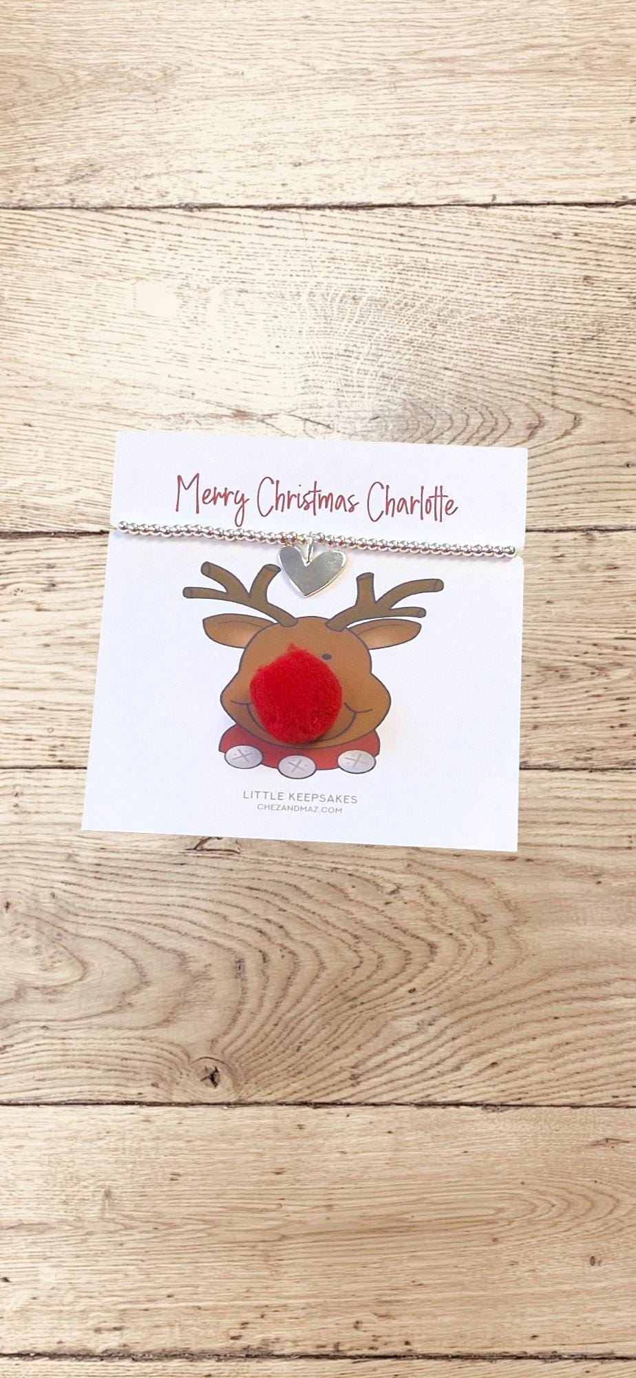 Personalised Rudolph Merry Christmas - Christmas Bracelet I Silver Plated Charm Bracelet & Silver Coloured Charm I Red Nose Reindeer