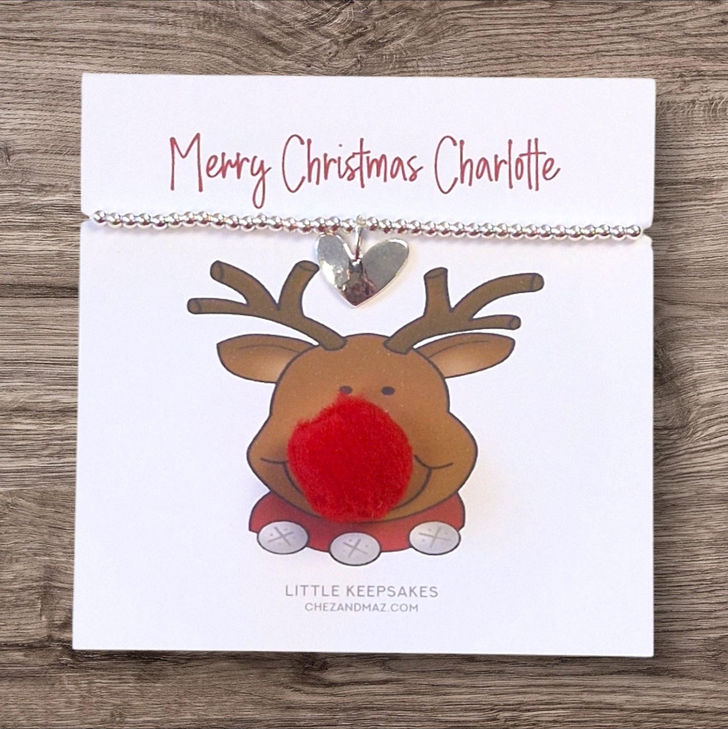 Personalised Rudolph Merry Christmas - Christmas Bracelet I Silver Plated Charm Bracelet & Silver Coloured Charm I Red Nose Reindeer