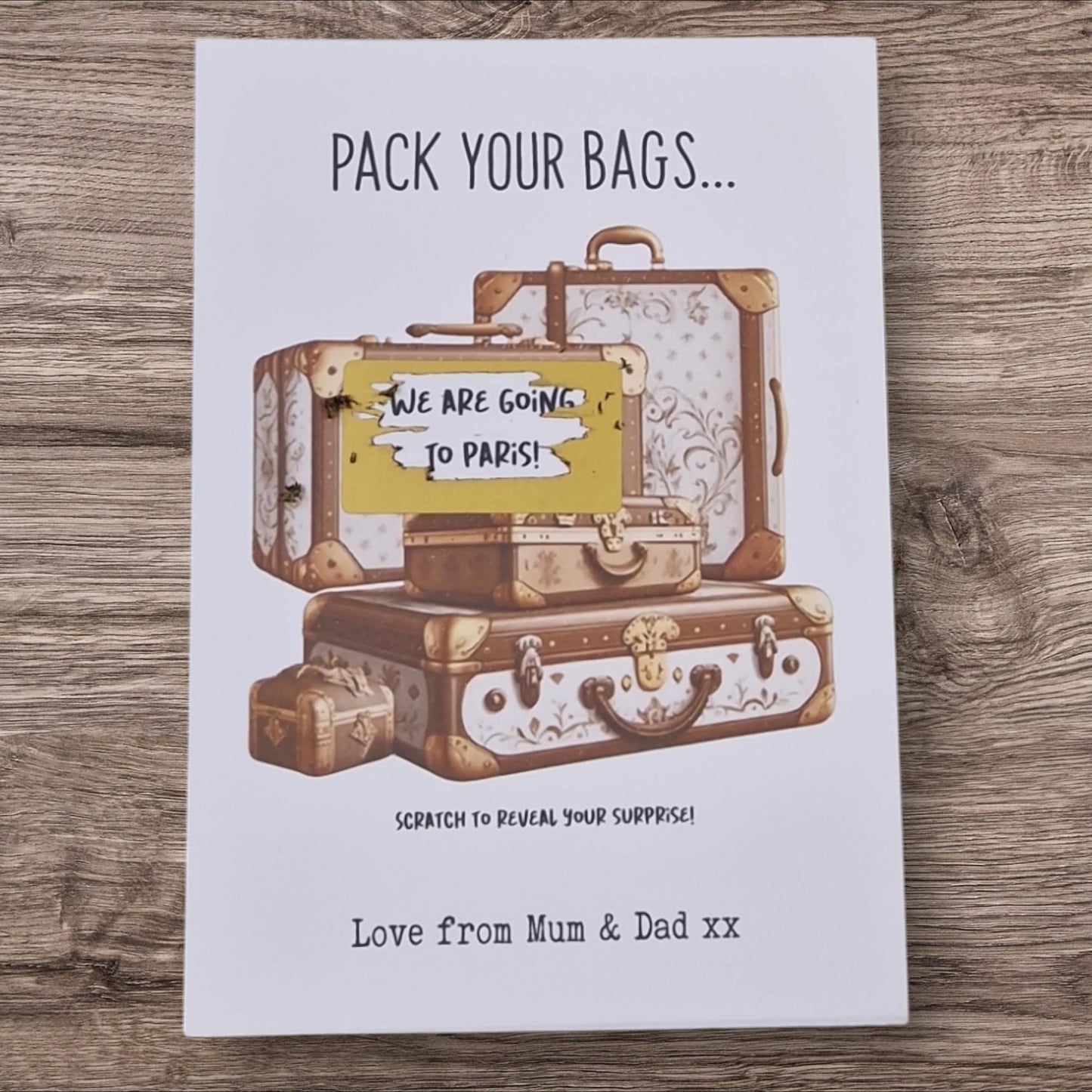 Pack Your Bags Scratch off Card Surprise Reveal Scratch Card, Holiday Reveal, Birthday, Christmas Surprise Weekend Break I Card Pk77