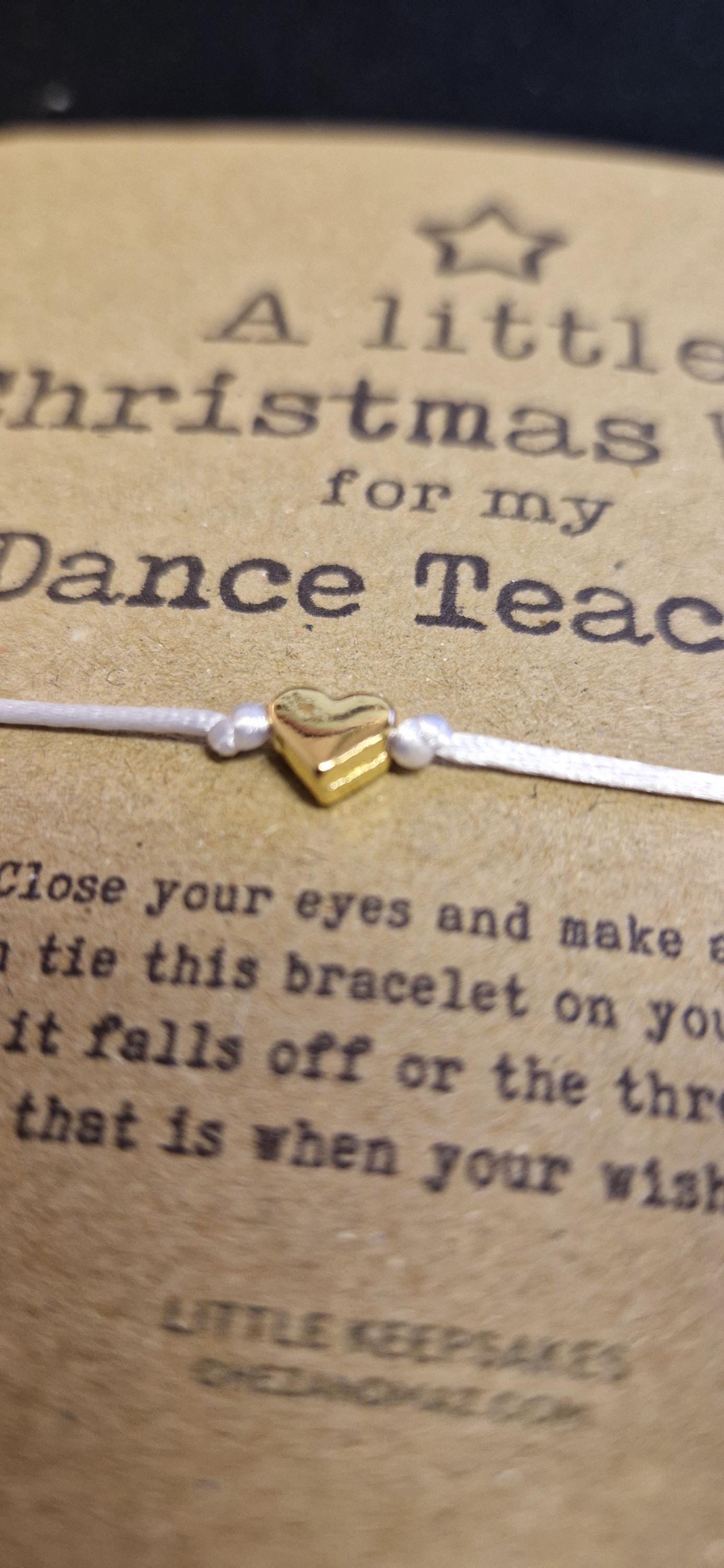 Dance Teacher Wish Bracelet Christmas Christmas Gift for Teacher Wish Bracelet & Message Card Little Keepsake - Christmas Wish Bracelet