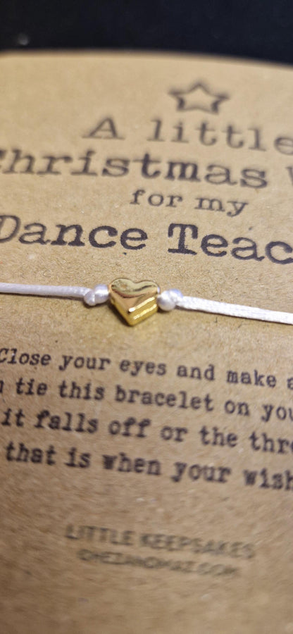 Dance Teacher Wish Bracelet Christmas Christmas Gift for Teacher Wish Bracelet & Message Card Little Keepsake - Christmas Wish Bracelet