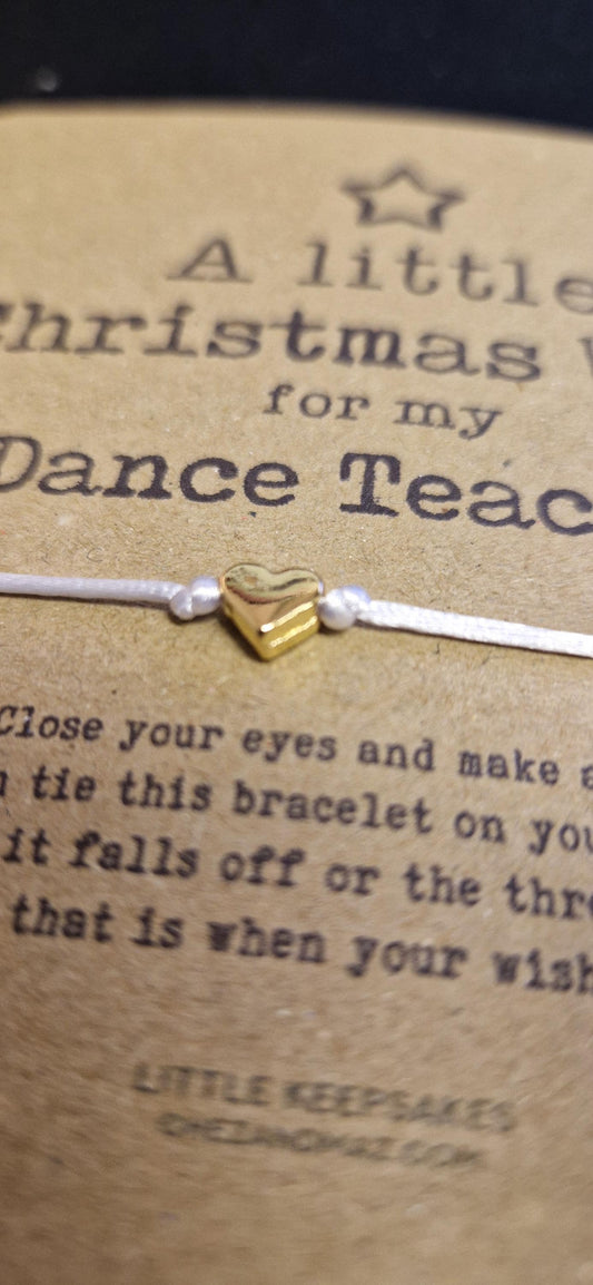 Dance Teacher Wish Bracelet Christmas Christmas Gift for Teacher Wish Bracelet & Message Card Little Keepsake - Christmas Wish Bracelet