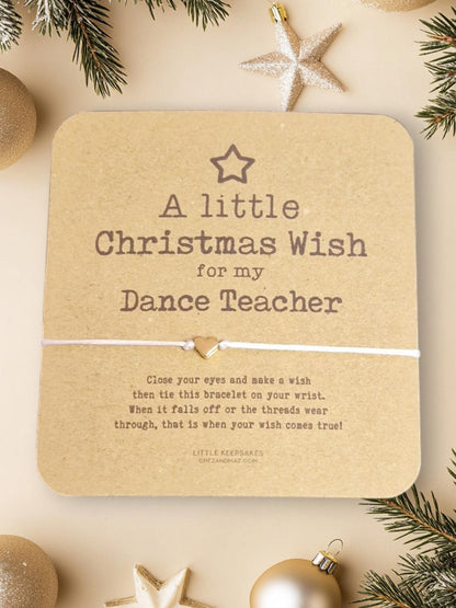 Dance Teacher Wish Bracelet Christmas Christmas Gift for Teacher Wish Bracelet & Message Card Little Keepsake - Christmas Wish Bracelet